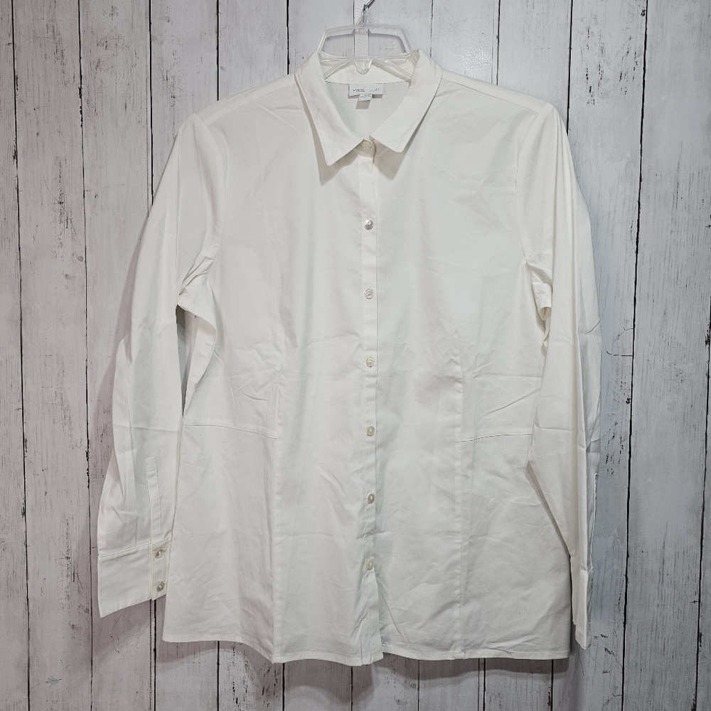 J. Jill Womens White Shirt Collection Long Sleeve Button Front Size Large.